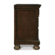 Signature Design by Ashley Porter 2 Drawer Nightstand with Hidden Pull Out Tray in Rustic Brown Finish