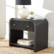 Safavieh Liabella Scandinavian Style 1 Drawer Curved Nightstand/Black/Gold