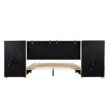 ModernLuxe Queen Size Upholstered Platform Bed Two Outlets and USB Charging Ports on Both Sides Two Bedside Pillows Storage ShelvesVelvet Beige