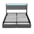 GZMR Queen Gray Metal Bed Frame Storage with Headboard