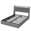 GZMR Queen Gray Metal Bed Frame Storage with Headboard