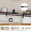 GZMR King White Bed Frame with Headboard
