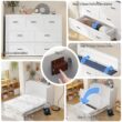 Homsee Multi-Functional 2-in-1 Murphy Bed Queen Size Bed Frame with Built-in Power Strip 3 Drawers Foldable Platform Bed 81.5''L x 61.8''W x 43.9''H White