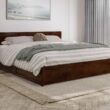 AFI King Walnut Wood Platform Bed Storage with Headboard
