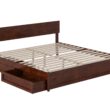 AFI King Walnut Wood Platform Bed Storage with Headboard