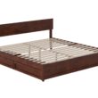 AFI King Walnut Wood Platform Bed Storage with Headboard