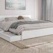 AFI King White Wood Platform Bed Storage with Headboard