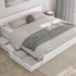 AFI King White Wood Platform Bed Storage with Headboard