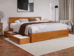 AFI King Light Toffee Wood Platform Bed Storage with Headboard