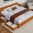AFI King Light Toffee Wood Platform Bed Storage with Headboard