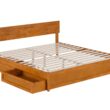 AFI King Light Toffee Wood Platform Bed Storage with Headboard