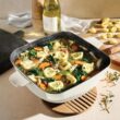 Tramontina Cultura 2-in-1 Enameled Cast Iron Dutch Oven Pot with Reversible Lid Griddle and Trivet, Oven Safe 6.5-Quart Multi-Cooker, Gardenia White