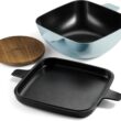 Tramontina Cultura 2-in-1 Enameled Cast Iron Dutch Oven Pot with Reversible Lid Griddle and Trivet, Oven Safe 6.5-Quart Multi-Cooker, Starlight Blue