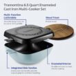 Tramontina Cultura 2-in-1 Enameled Cast Iron Dutch Oven Pot with Reversible Lid Griddle and Trivet, Oven Safe 6.5-Quart Multi-Cooker, Starlight Blue