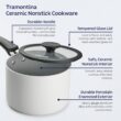 Tramontina Ceramic Non Stick 11-Piece Nesting Pots and Pans Set with Lids - Stackable Nonstick Cookware Set, Dishwasher and Oven Safe, White