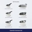 Tramontina Ceramic Non Stick 11-Piece Nesting Pots and Pans Set with Lids - Stackable Nonstick Cookware Set, Dishwasher and Oven Safe, White