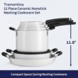 Tramontina Ceramic Non Stick 11-Piece Nesting Pots and Pans Set with Lids - Stackable Nonstick Cookware Set, Dishwasher and Oven Safe, White