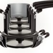 Tramontina Ceramic Non Stick 11-Piece Nesting Pots and Pans Set with Lids - Stackable Nonstick Cookware Set, Dishwasher and Oven Safe, Dark Gray