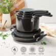 Tramontina Ceramic Non Stick 11-Piece Nesting Pots and Pans Set with Lids - Stackable Nonstick Cookware Set, Dishwasher and Oven Safe, Dark Gray