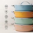 Tramontina Fiora 4.25-Quart Multipurpose Ceramic Non Stick Cooking Pan with Lid, Spanish Villa