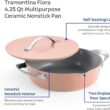 Tramontina Fiora 4.25-Quart Multipurpose Ceramic Non Stick Cooking Pan with Lid, Spanish Villa