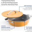 Tramontina Fiora 4.25-Quart Multipurpose Ceramic Non Stick Cooking Pan with Lid, Marigold