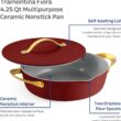 Tramontina Fiora 4.25-Quart Multipurpose Ceramic Non Stick Cooking Pan with Lid, Merlot