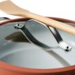 Tramontina Vue All-in-One Plus Pan Set, 5-Quart Ceramic Non Stick Cooking Pan with Glass Lid, Steamer Insert, Beechwood Utensils, Splatter Screen, Pot Holder, Orange