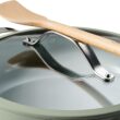 Tramontina Vue All-in-One Plus Pan Set, 5-Quart Ceramic Non Stick Cooking Pan with Glass Lid, Steamer Insert, Beechwood Utensils, Splatter Screen, Pot Holder, Green