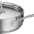 Tramontina Utsava Tri-Ply Clad Stainless Steel 2.9-Quart Saute Pan with Lid and Ceramic Non Stick Interior, Induction-Ready Cooking Pan