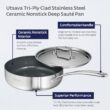 Tramontina Utsava Tri-Ply Clad Stainless Steel 2.9-Quart Saute Pan with Lid and Ceramic Non Stick Interior, Induction-Ready Cooking Pan