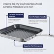Tramontina Utsava Tri-Ply Clad Stainless Steel 10-Inch Square Grill Pan with Ceramic Non Stick Interior, Induction-Ready