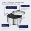 Tramontina Utsava Tri-Ply Clad Stainless Steel 5-Quart Casserole with Lid and Ceramic Non Stick Interior, Induction-Ready Dutch Oven Pot
