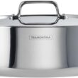 Tramontina Utsava Tri-Ply Clad Stainless Steel 6.5-Quart Casserole with Lid and Ceramic Non Stick Interior, Induction-Ready Large Braiser Pan