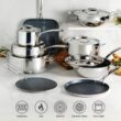 Tramontina Utsava Tri-Ply Clad Stainless Steel 6.5-Quart Casserole with Lid and Ceramic Non Stick Interior, Induction-Ready Large Braiser Pan