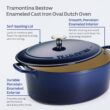 Tramontina Bestow Enameled Cast Iron Oval Dutch Oven Pot with Lid, Large 7-quart, Blue