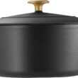 Tramontina Bestow Enameled Cast Iron Dutch Oven Pot with Lid, Round 5.5-quart, Matte Black with Gold Knob