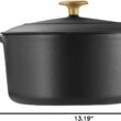 Tramontina Bestow Enameled Cast Iron Dutch Oven Pot with Lid, Round 5.5-quart, Matte Black with Gold Knob
