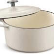 Tramontina Bestow Enameled Cast Iron Dutch Oven Pot with Lid, Round 5.5-quart, Matte White