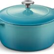 Tramontina Bestow Enameled Cast Iron Dutch Oven Pot with Lid, Round 5.5-quart, Medium Blue