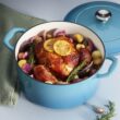 Tramontina Bestow Enameled Cast Iron Dutch Oven Pot with Lid, Round 5.5-quart, Medium Blue