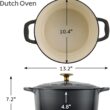 Tramontina Bestow Enameled Cast Iron Dutch Oven Pot with Lid, Round 5.5-quart, Smoke (Gold Knob)