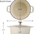 Tramontina Bestow Enameled Cast Iron Dutch Oven Pot with Lid, Round 6.5-quart, Latte (Gold Knob)