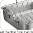 Tramontina 16.5-Inch Stainless Steel Deep Roasting Pan with Basting Grill and V-Rack, Turkey Roaster for Oven, Dishwasher Safe, Made in Brazil