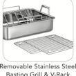 Tramontina 16.5-Inch Stainless Steel Deep Roasting Pan with Basting Grill and V-Rack, Turkey Roaster for Oven, Dishwasher Safe, Made in Brazil