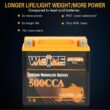 Weize Lithium YTX14-BS, Group 14, 500A LiFePO4 Motorcycle Battery, 12V 5AH ATV, UTV, Jet Ski, 4 Wheeler, Snowmobile, Personal Watercraft, Seadoo, Polaris, Generator and Riding Lawn Mower Battery