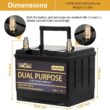 WEIZE 12V 105AH 1000CCA Dual Purpose LiFePO4 Battery, Group 31 Starting Lithium Battery Plus Deep Cycle Performance, Built-in Smart BMS, Perfect for Trolling Motor, Marine, RV WEIZE 12V 105AH 1000CCA Dual Purpose LiFePO4 Battery, Group 31 Starting Lithium Battery Plus Deep Cycle Performance, Built-in Smart BMS, Perfect for Trolling Motor, Marine, RV