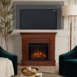 Real Flame 41-in W Espresso Free standing LED Flat Wall Electric Fireplace with Remote Control Included