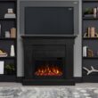 Real Flame 47.5-in W Black Free standing Fan-forced Flat Wall Electric Fireplace with Remote Control Included