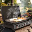 Royal Gourmet Tabletop Gas Griddle with Removable Standing Cart and Hood 4 -Burner Liquid propane Flat Top Grill
